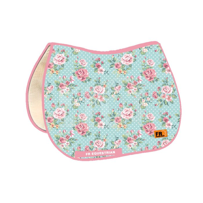 Green Pink Flowers English Saddle Pads FR Equestrians DPSP-13